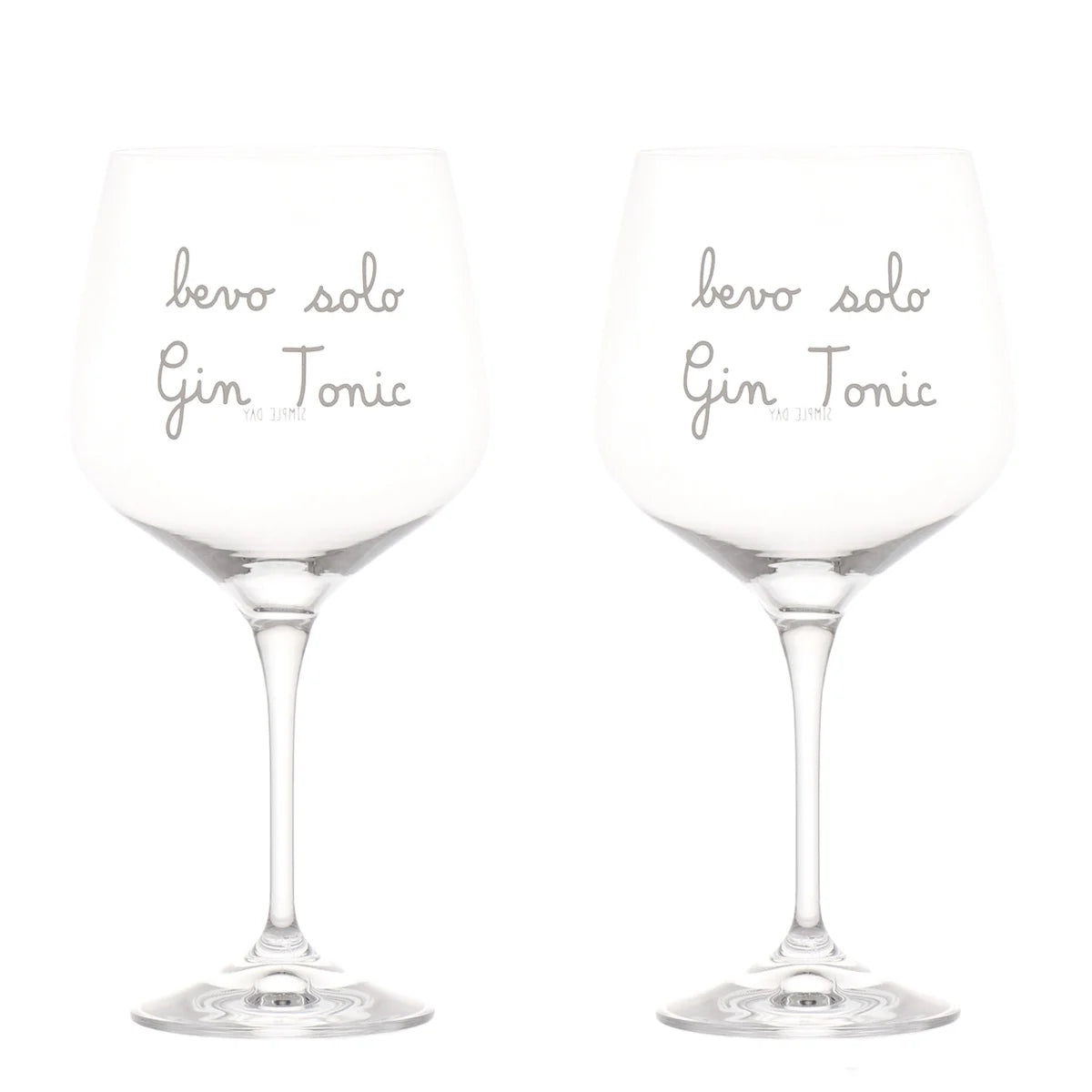 Set 2 Calici da Cocktail in Vetro Serigrafati - Bevo Solo Gin Tonic