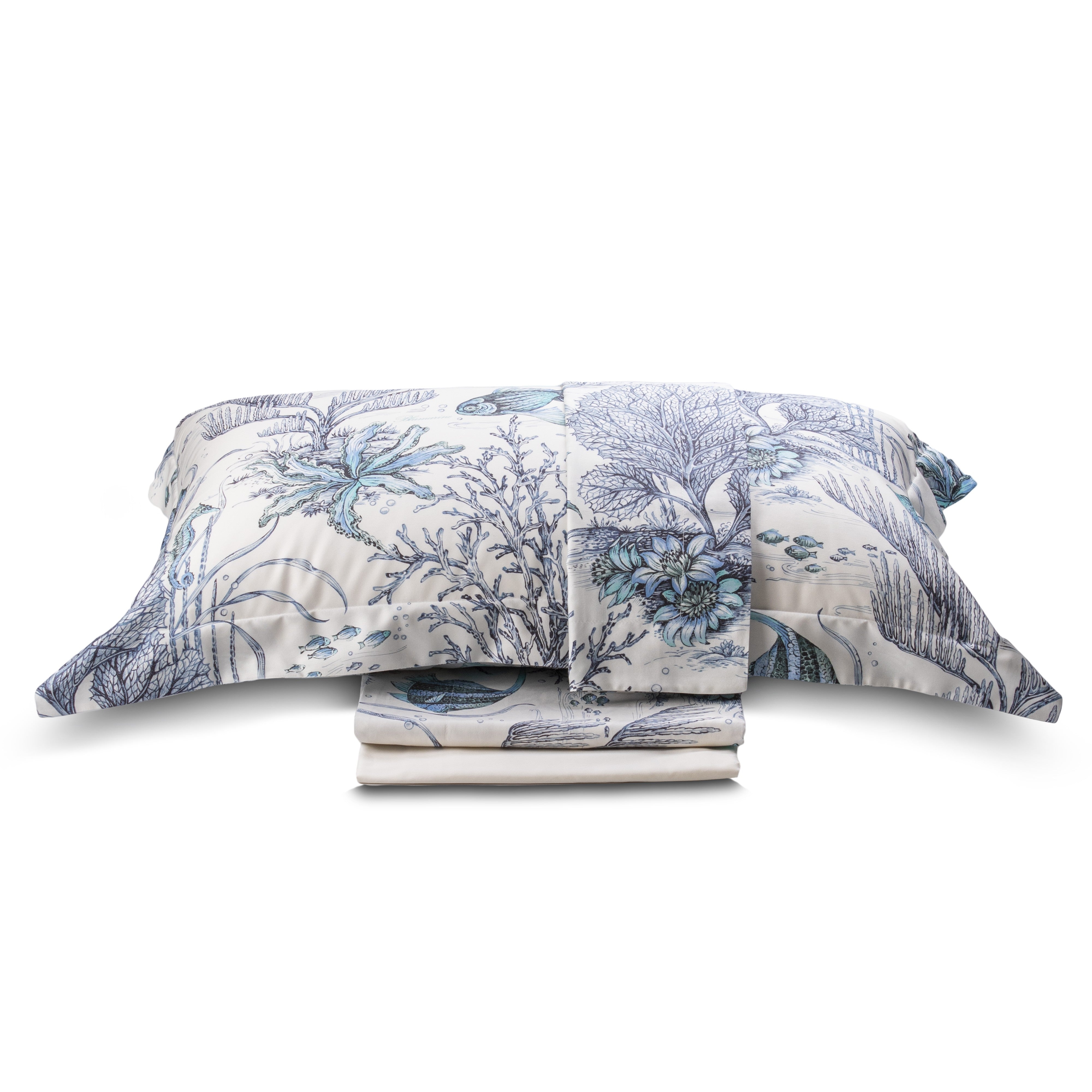 Completo Lenzuola Copriletto in Raso di Cotone Stampato - Tropical