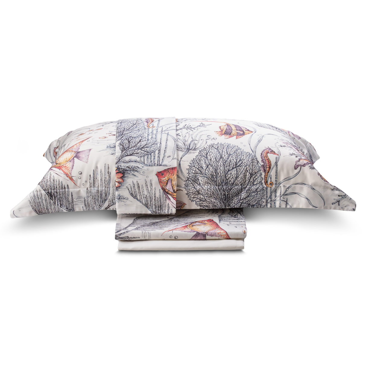 Completo Lenzuola Copriletto in Raso di Cotone Stampato - Tropical