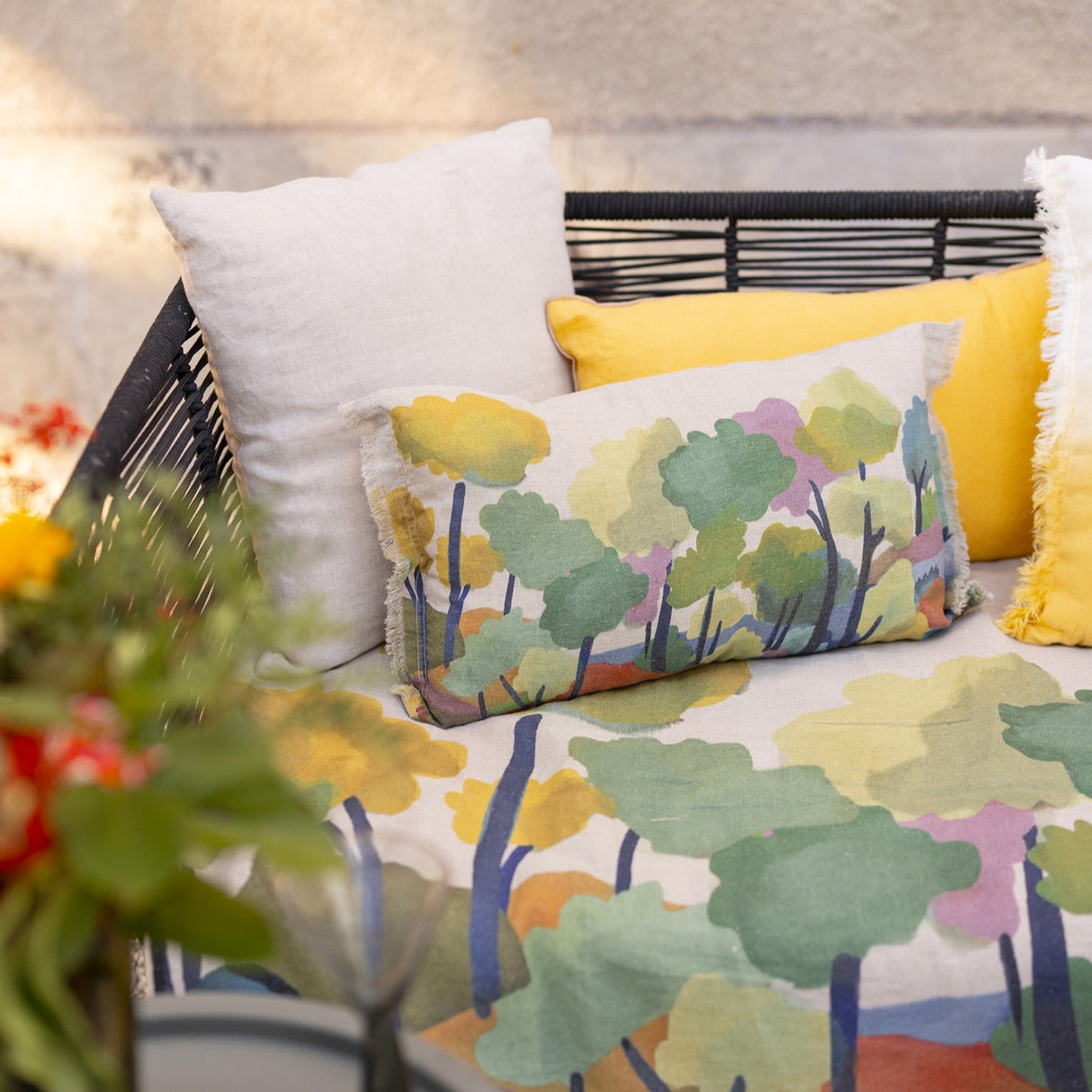 Cuscino in Lino e Cotone Stampa Paesaggio Dipinto - Zeff Melio