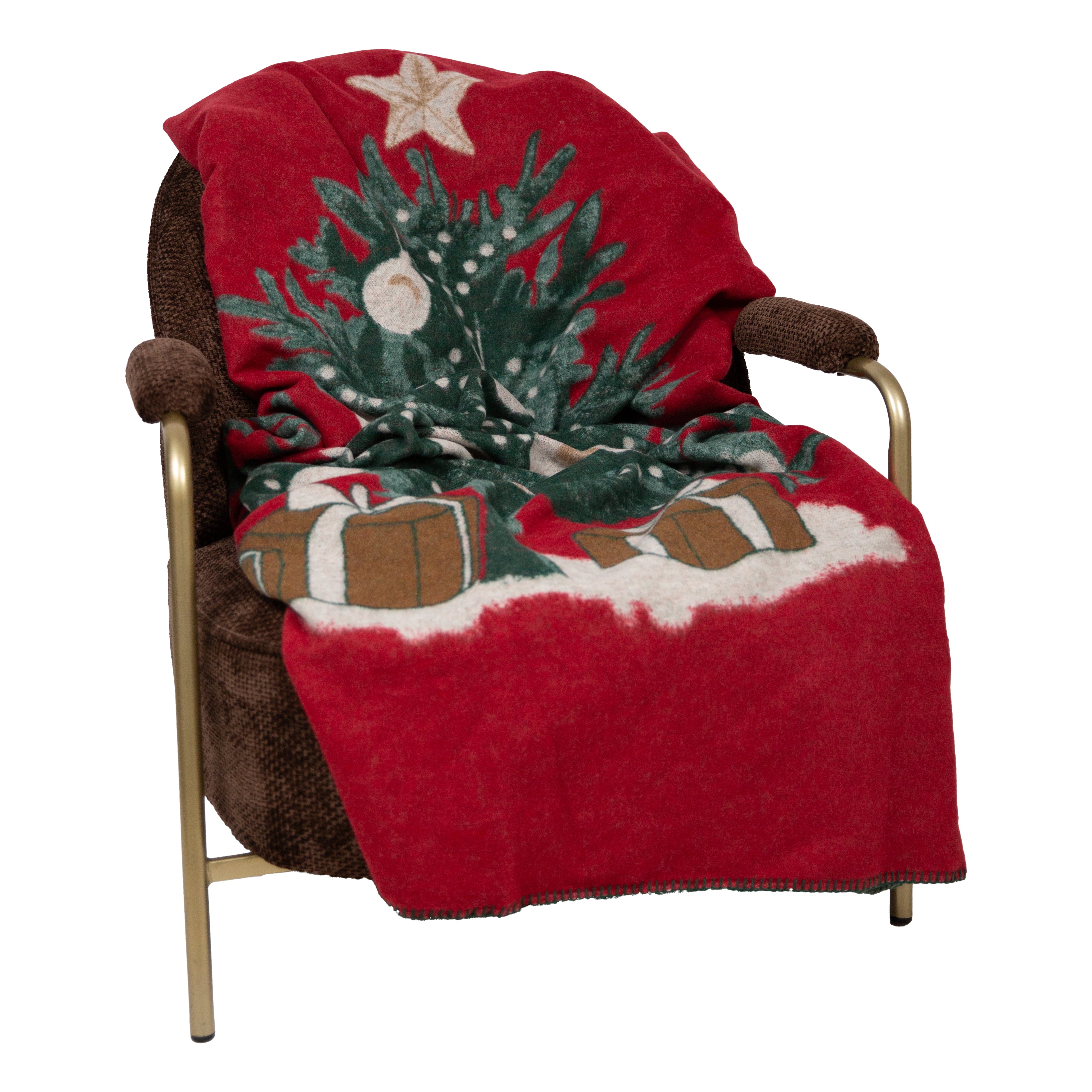 Plaid in Lana Cotta con Albero di Natale - Christmas Tree