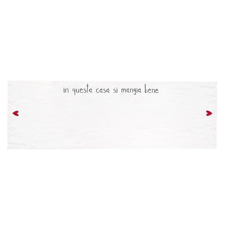 Runner in Lino Stonewashed Stampa - In Questa Casa si Mangia Bene