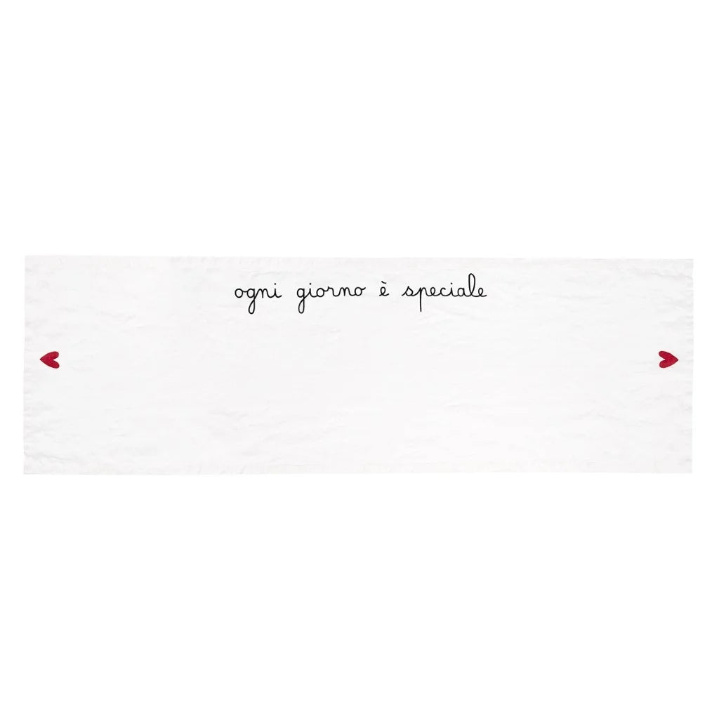 Runner in Lino Stonewashed Stampa - Ogni Giorno è Speciale