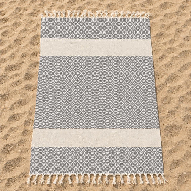 Telo Mare in Fouta di Puro Cotone Geometrico - Corfù