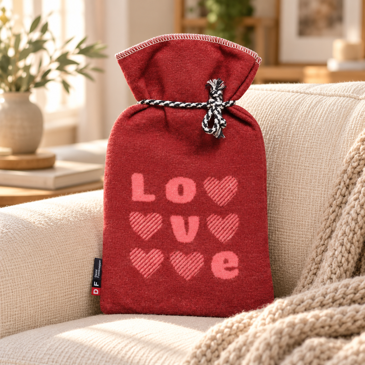 Borsa dell'acqua calda in Pile di Cotone fantasia - Love