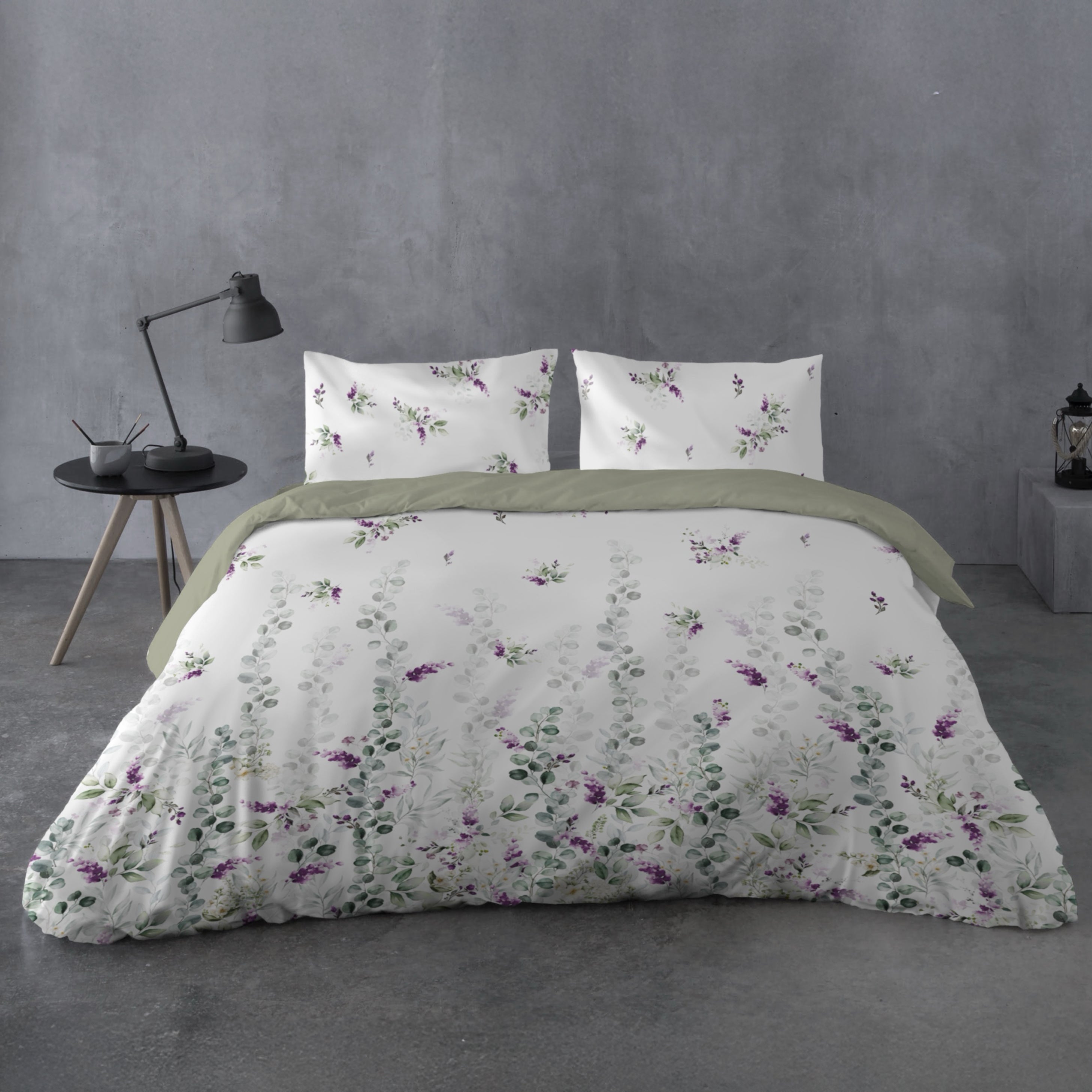 Parure Copripiumino in Percalle di Cotone con Stampa Floreale - Wisteria