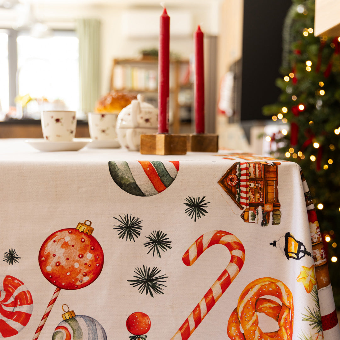 Tovaglia in Puro Cotone Fantasia Natalizia - Christmas Village