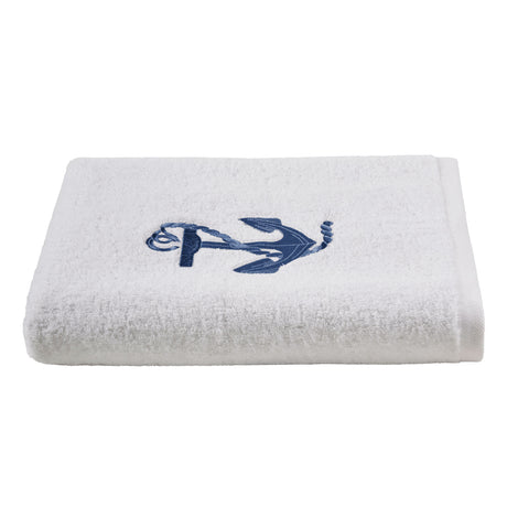 Telo da bagno in Spugna di Cotone con Ricamo - Ancora