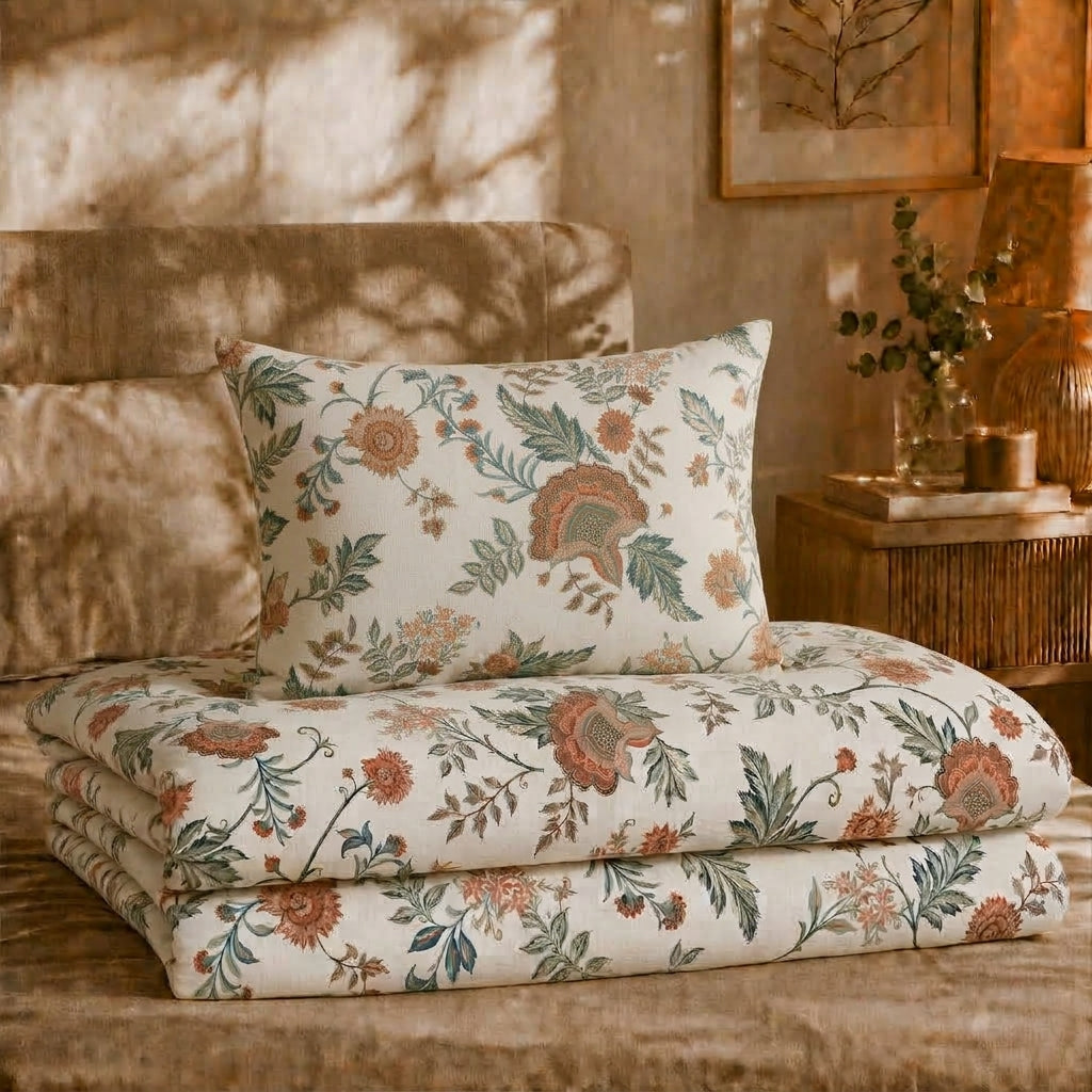 Parure Copripiumino in Percalle di Cotone Fantasia Floreale - Batik