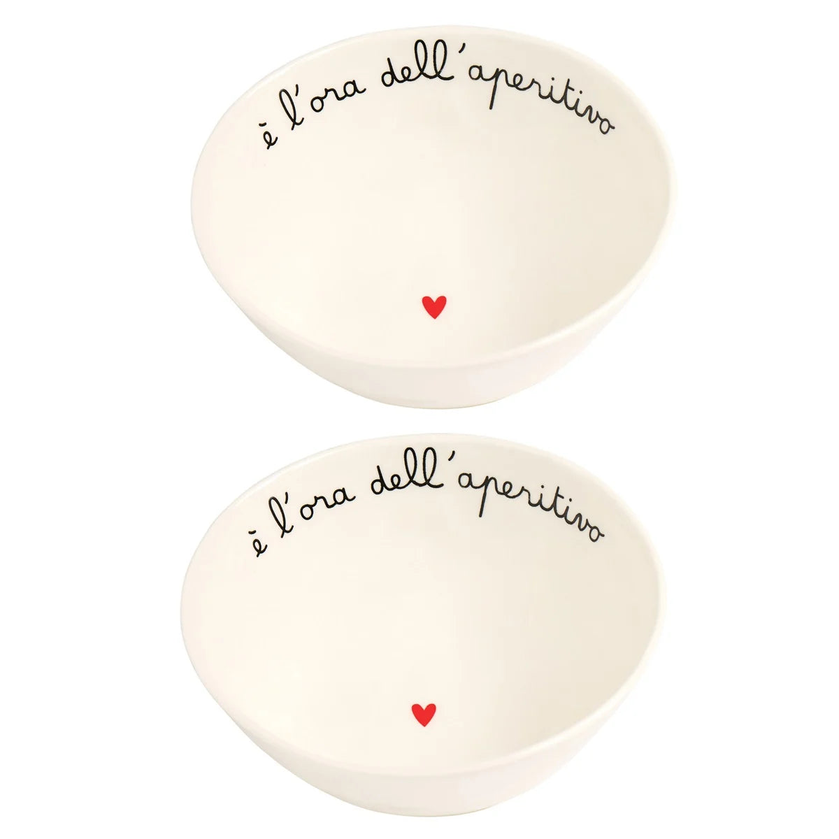 Set 2 Ciotole in Grès Serigrafata - È l'ora dell'Aperitivo