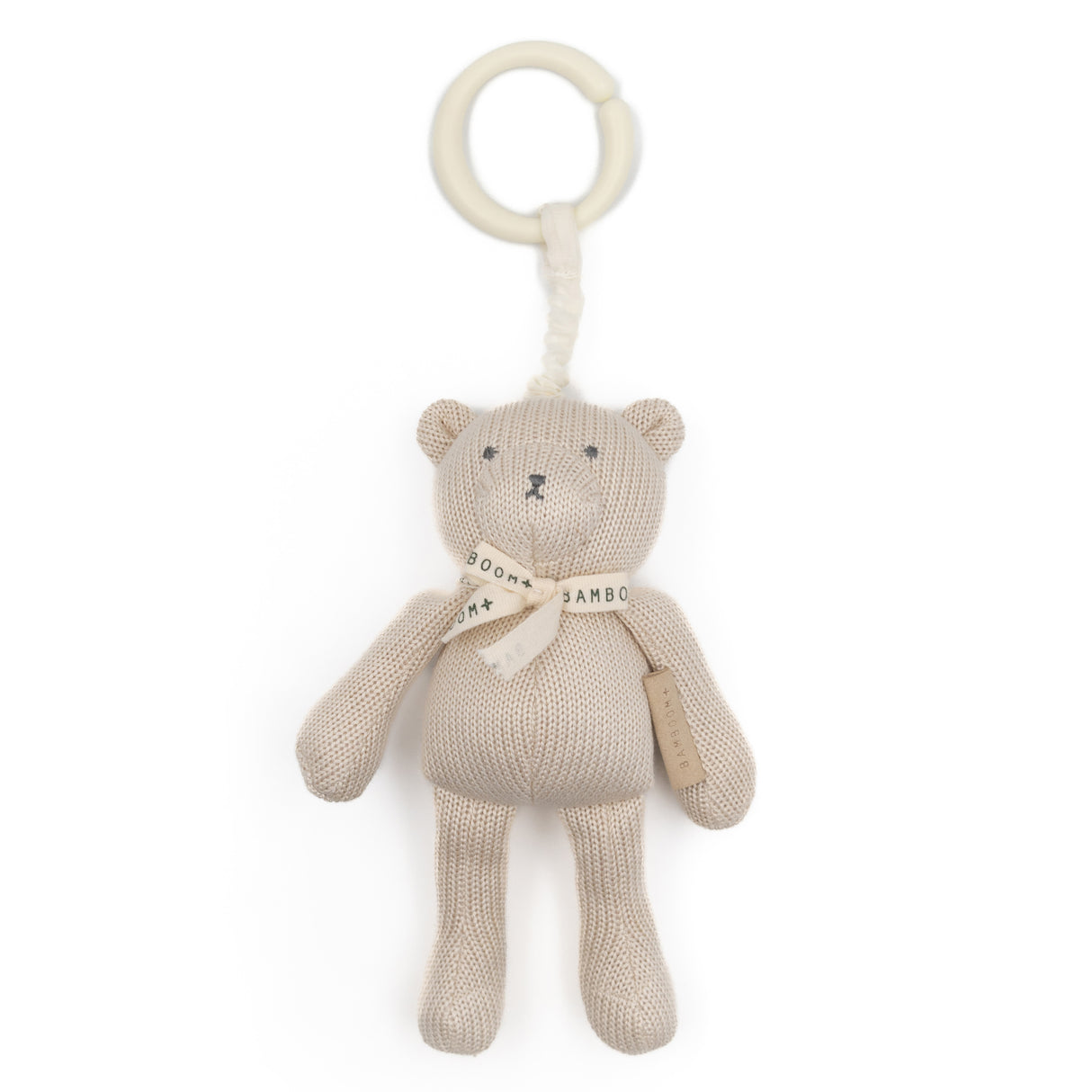 Giocattolo Sensoriale in Maglia di Bambù a Forma di Orsetto - Pull & Shake