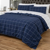 Parure Copripiumino in Puro Cotone Stone Washed Tinto in Filo - Checks