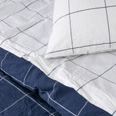 Parure Copripiumino in Puro Cotone Stone Washed Tinto in Filo - Checks