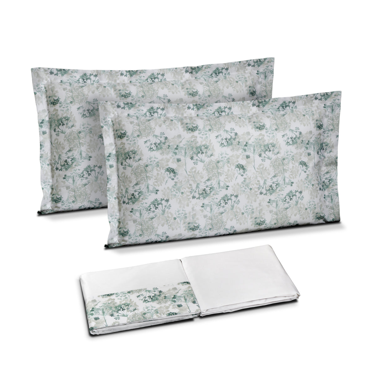 Completo Lenzuola in Cotone con Bordo in Raso Fantasia Floreale - Carezza