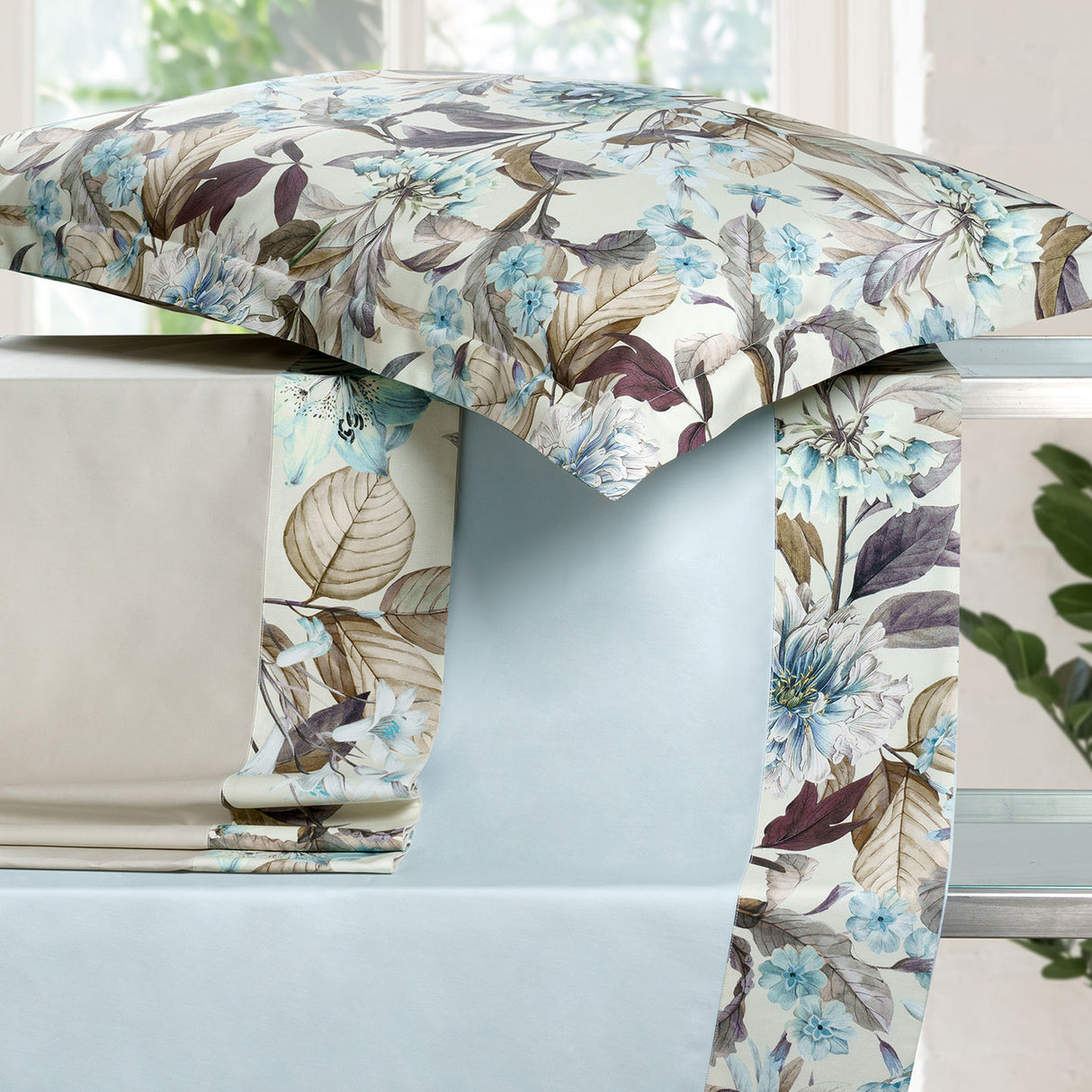 Completo Lenzuola in Raso di Cotone con Fantasia Floreale - Dorset