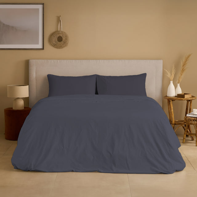 Completo Copripiumino Cotone e Lino StoneWashed No Stiro - Loira