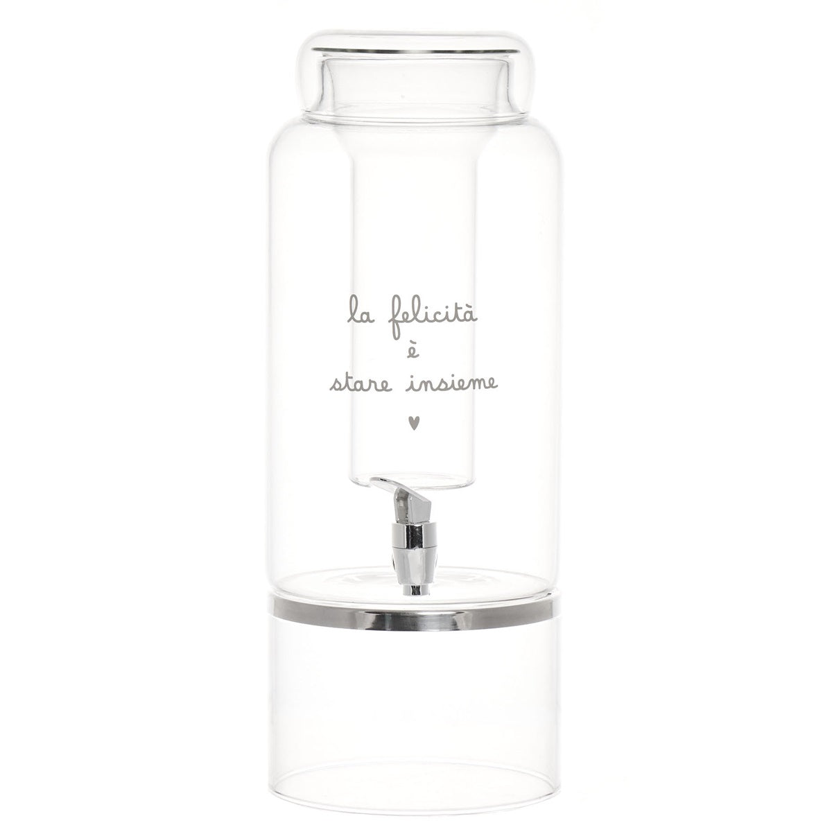 Distributore Bevande in Vetro Borosilicato Serigrafata - La Felicità è Stare Insieme