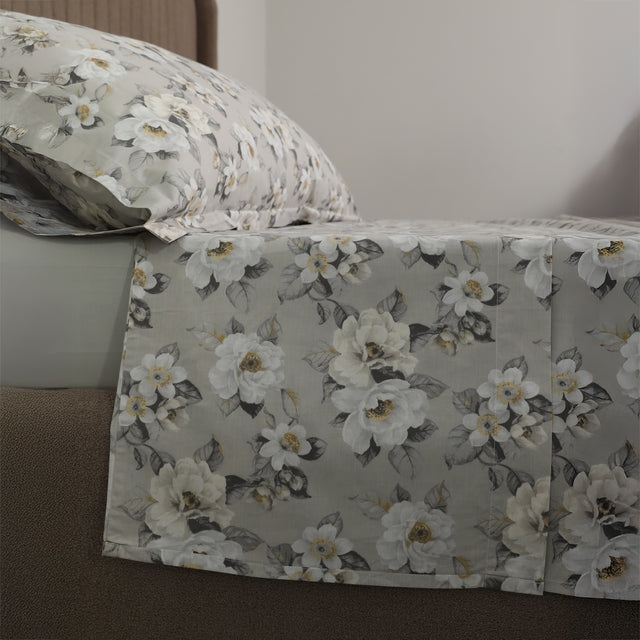 Completo Lenzuola Copriletto in Percalle di Cotone Egiziano con Stampa Floreale - Fiaba Bloom