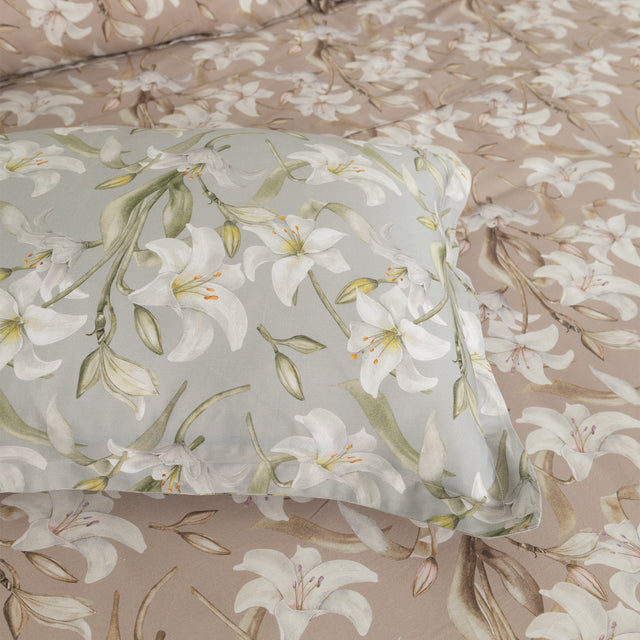 Completo Lenzuola Copriletto in Raso di Cotone Egiziano con Stampa Floreale - Aida