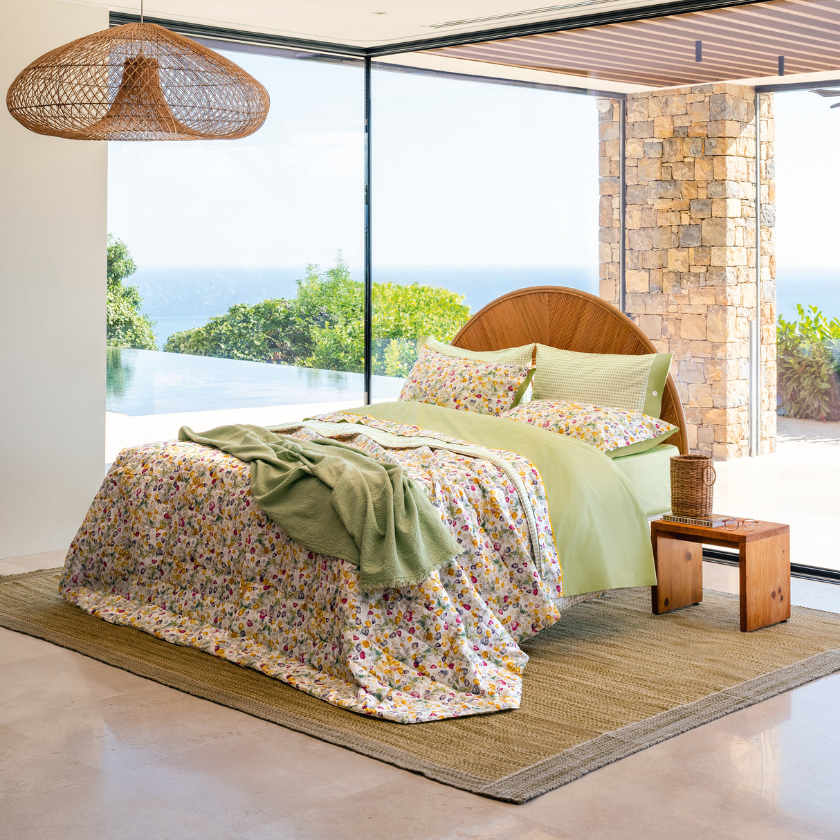 Trapuntino Leggero in Percalle di Cotone Reversibile - Blooms