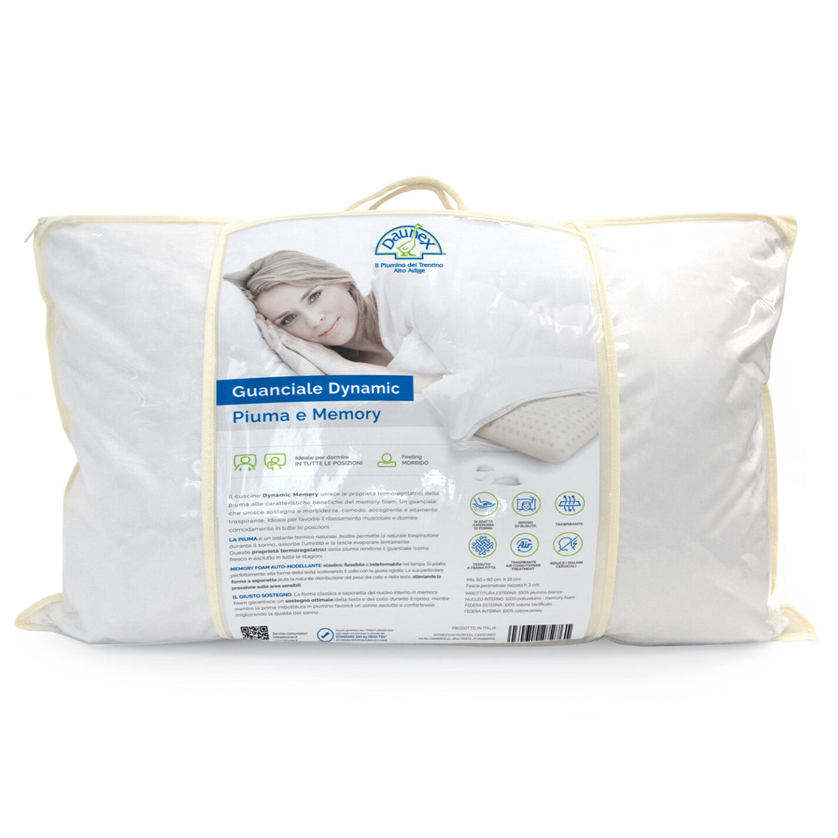 Guanciale in Piumino Ungherese e Schiuma Memory - Dynamic Memory