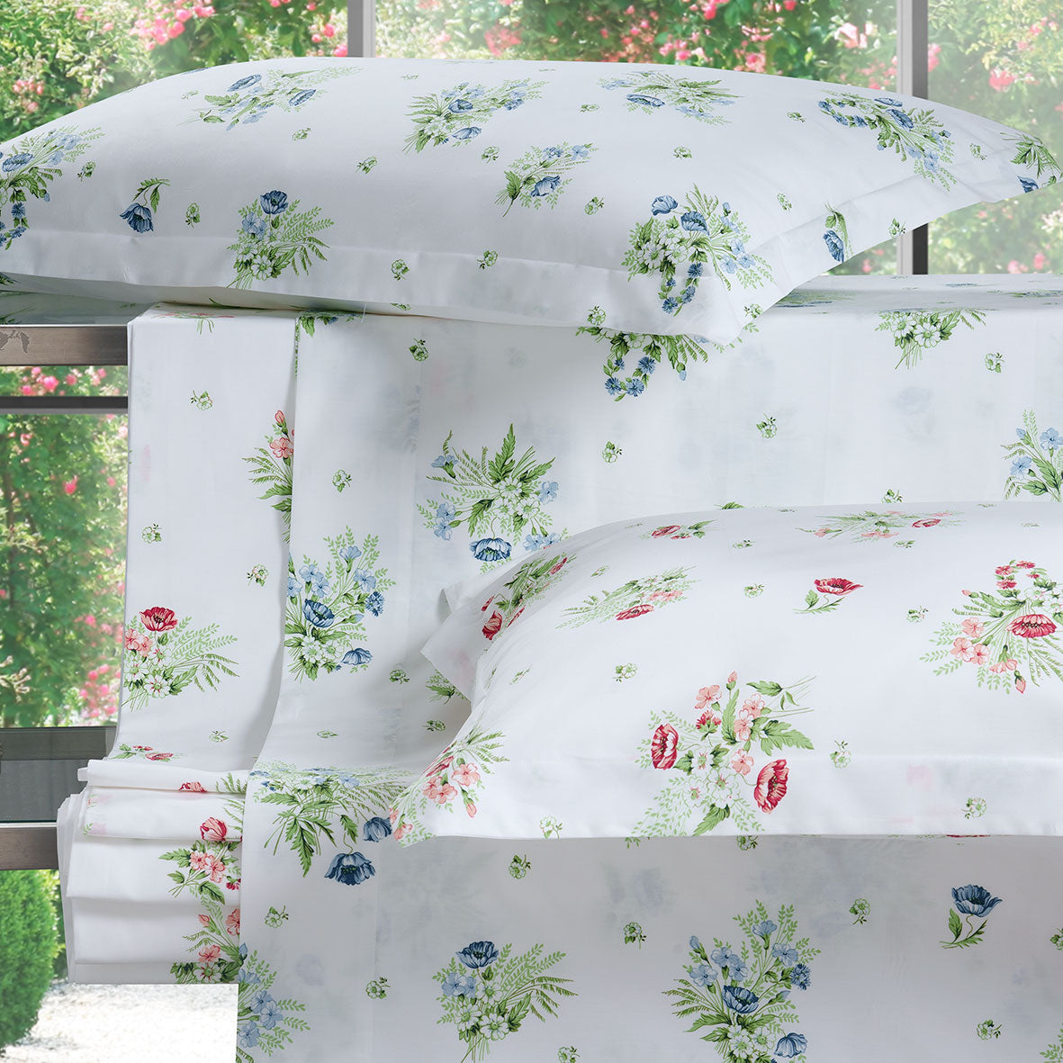 Completo Lenzuola Copriletto in Percalle di Cotone Fantasia Floreale - Imperia