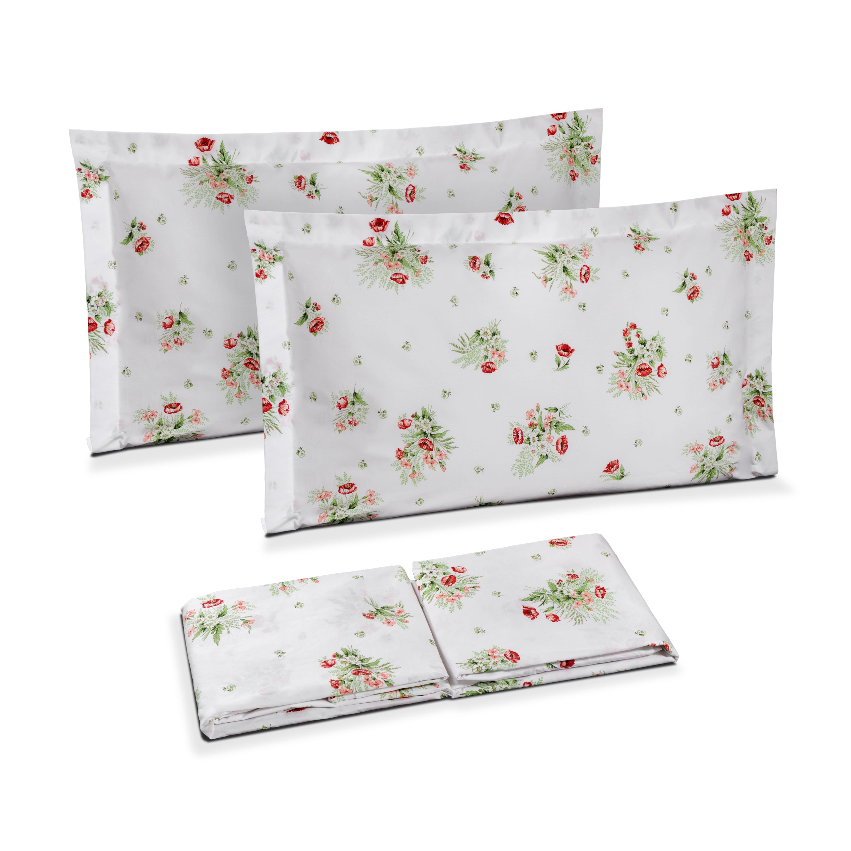 Completo Lenzuola Copriletto in Percalle di Cotone Fantasia Floreale - Imperia