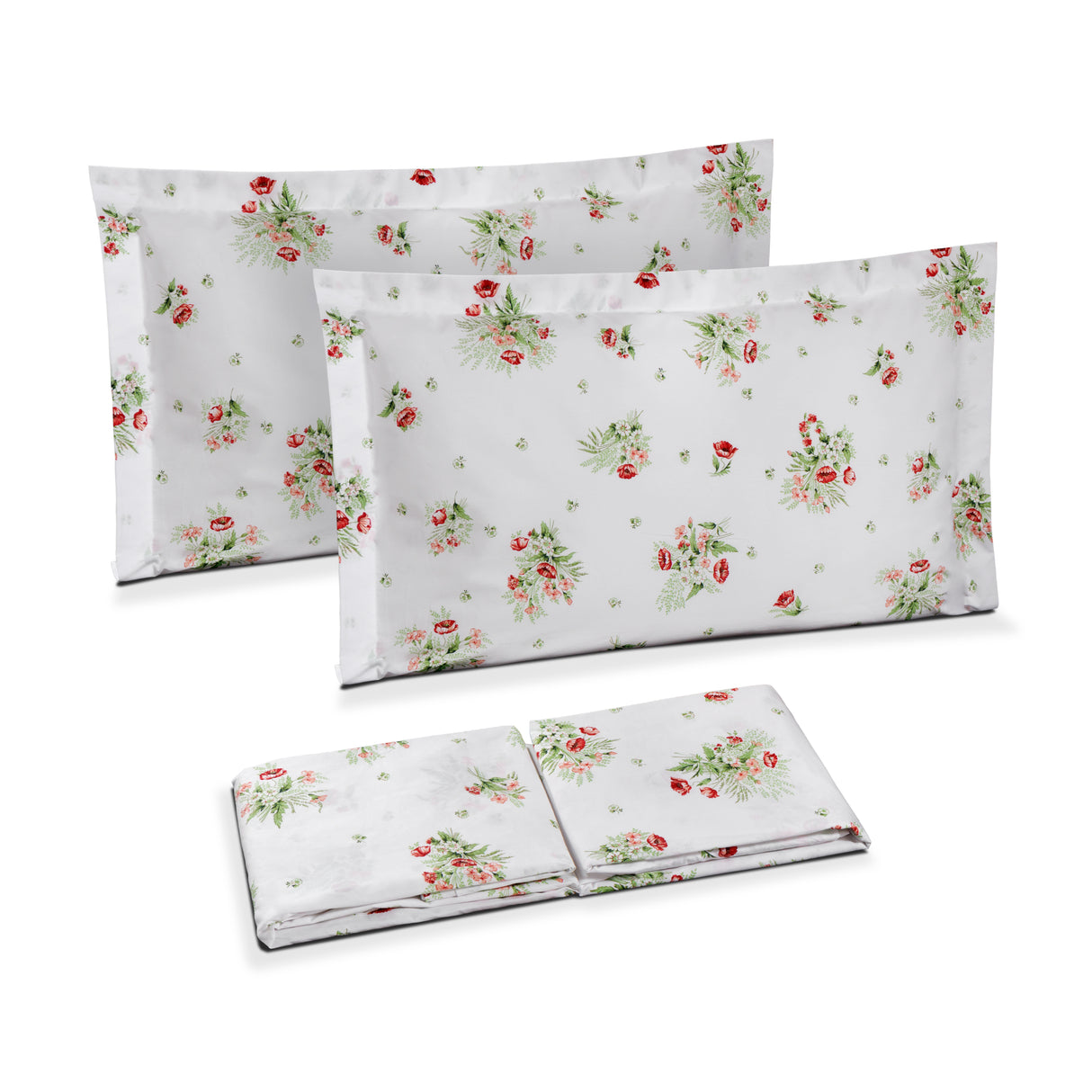 Completo Lenzuola Copriletto in Percalle di Cotone Fantasia Floreale - Imperia