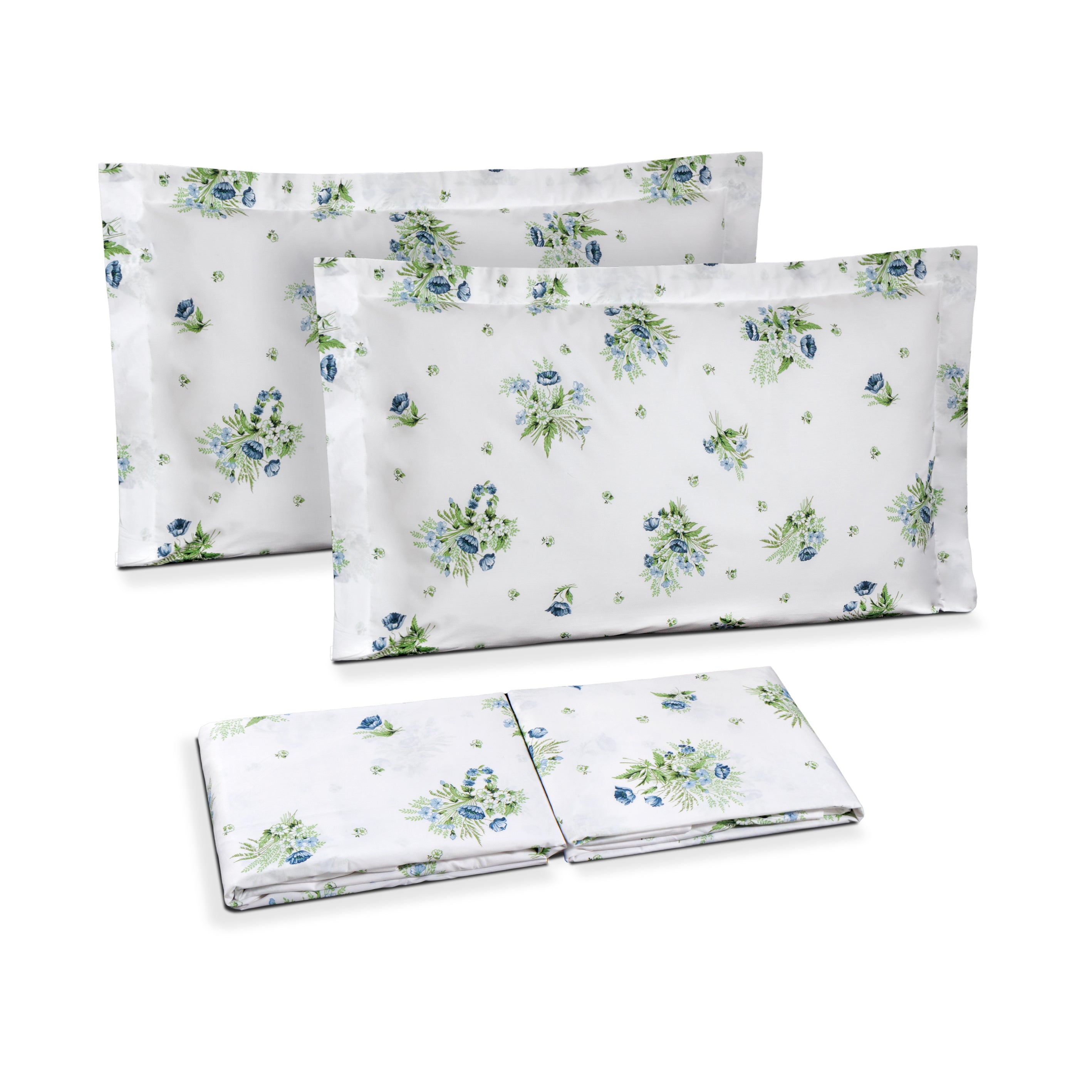 Completo Lenzuola Copriletto in Percalle di Cotone Fantasia Floreale - Imperia