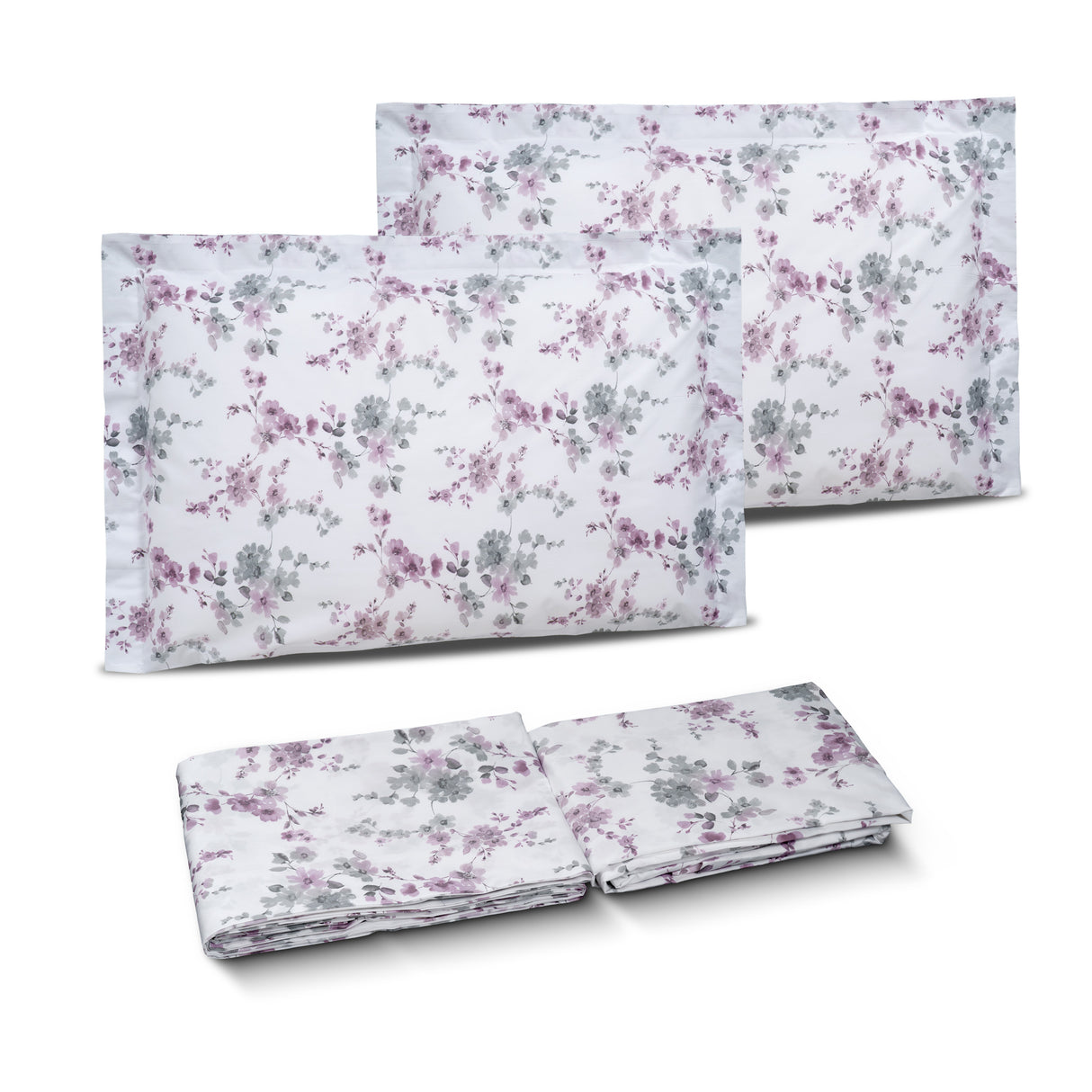 Completo Lenzuola Copriletto in Percalle di Cotone Fantasia Floreale - Skye