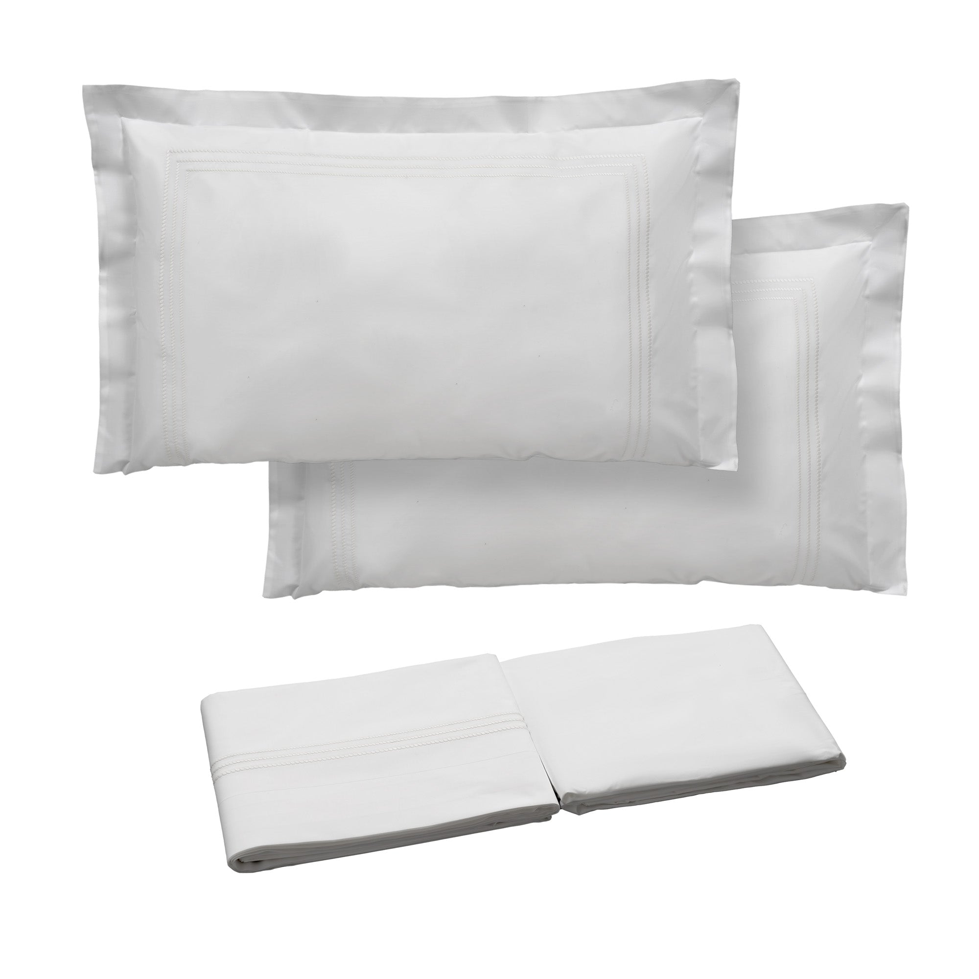 Completo Lenzuola in Percalle di Cotone con Cornici Ricamate - Eolie