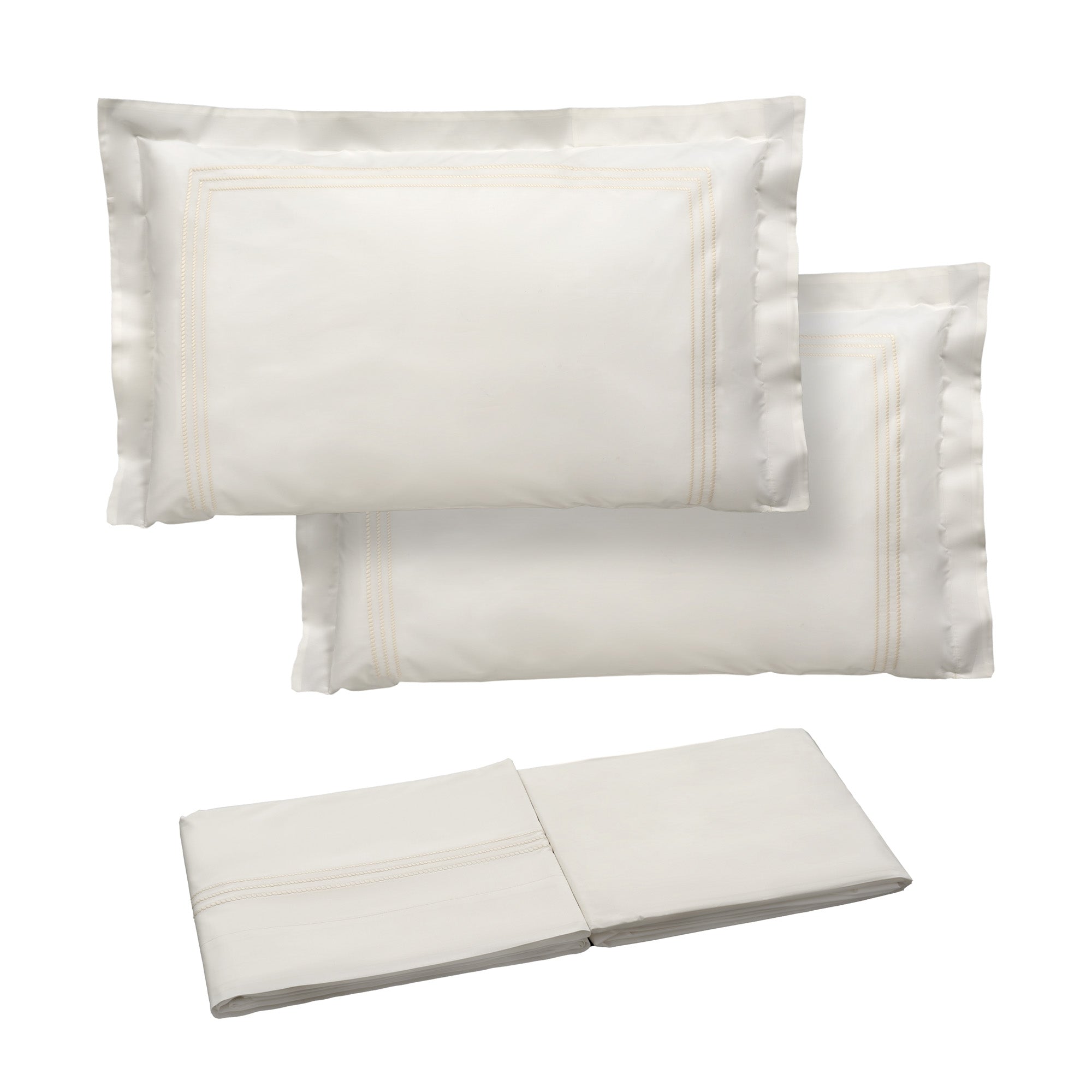 Completo Lenzuola in Percalle di Cotone con Cornici Ricamate - Eolie