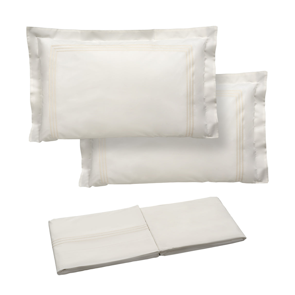 Completo Lenzuola in Percalle di Cotone con Cornici Ricamate - Eolie