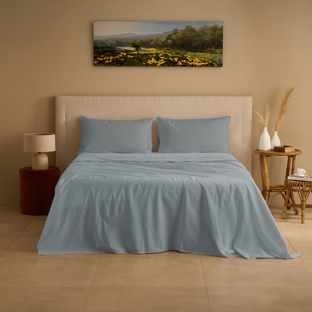 Completo Lenzuola Cotone e Lino StoneWashed No Stiro - Loira