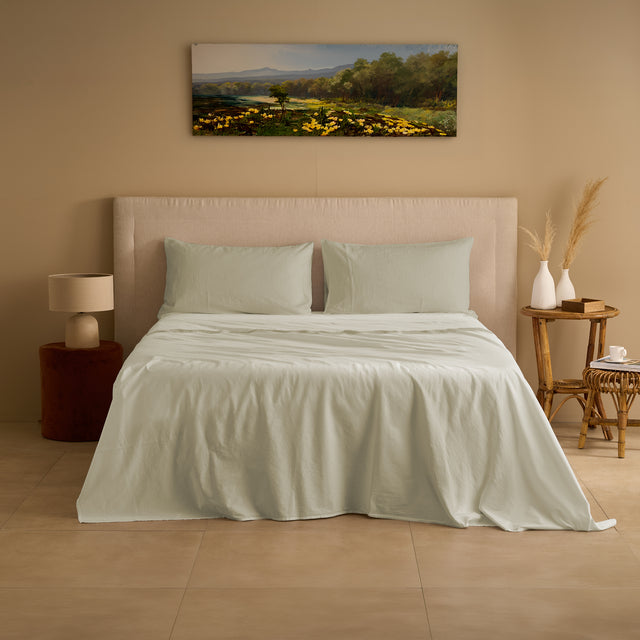 Completo Lenzuola Cotone e Lino StoneWashed No Stiro - Loira