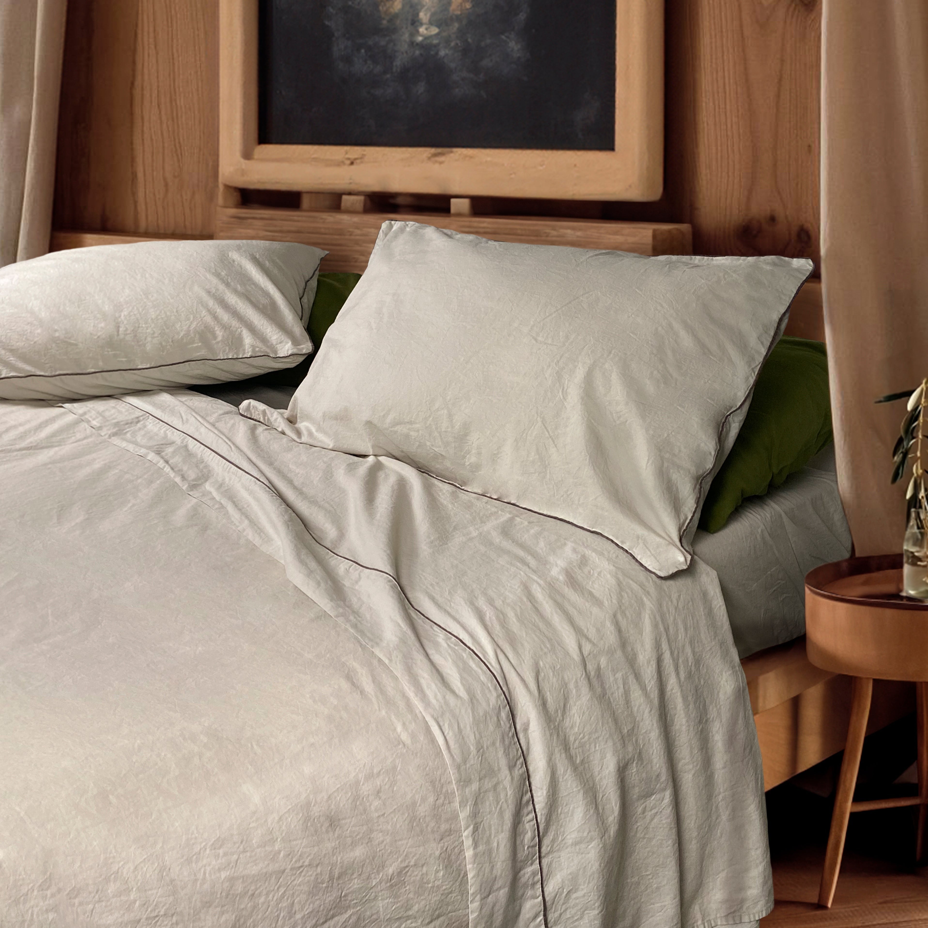 Completo Lenzuola in Percalle di Cotone Stonewashed - Volterra