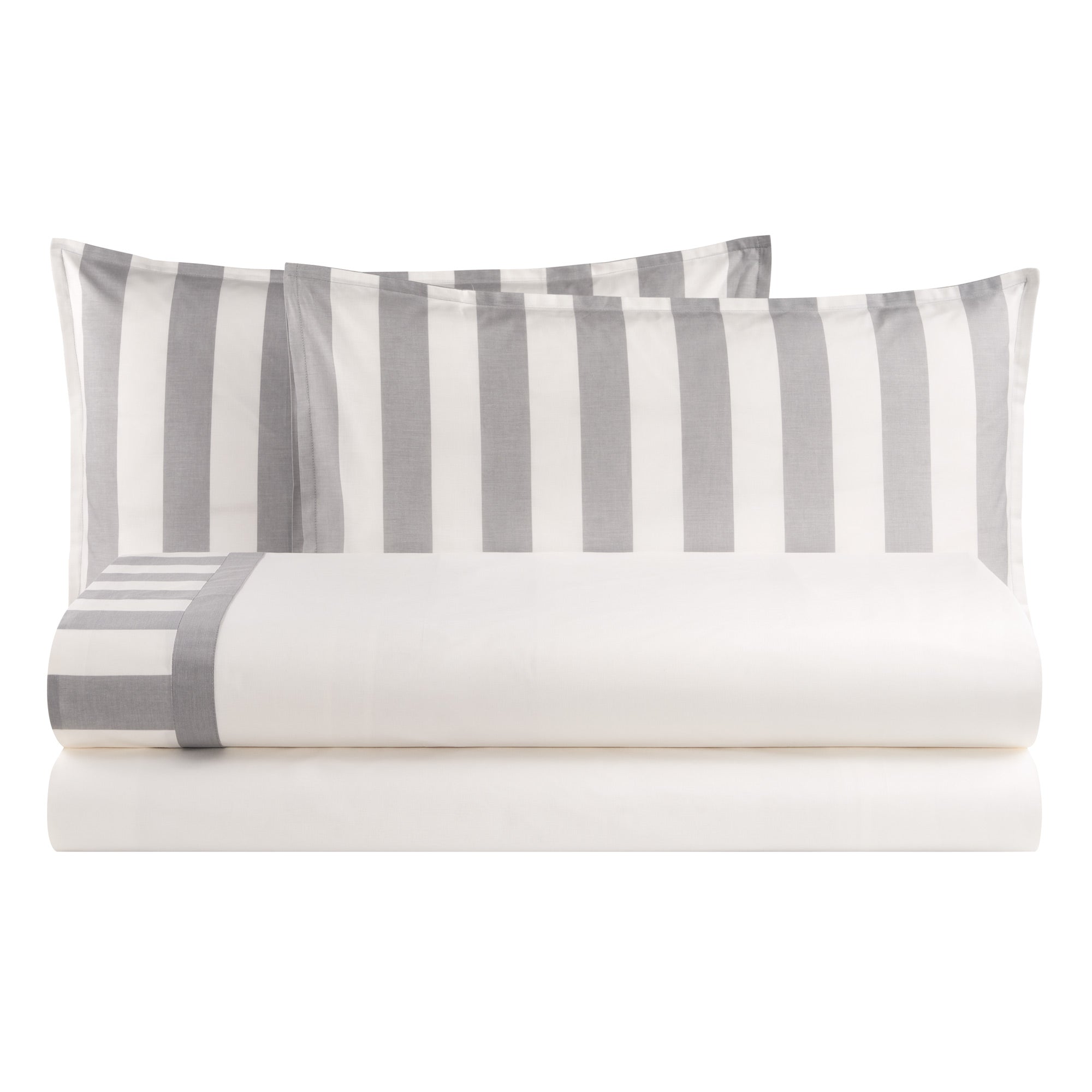 Completo Lenzuola in Puro Cotone con Bordo Rigato Tinto in Filo - Matera