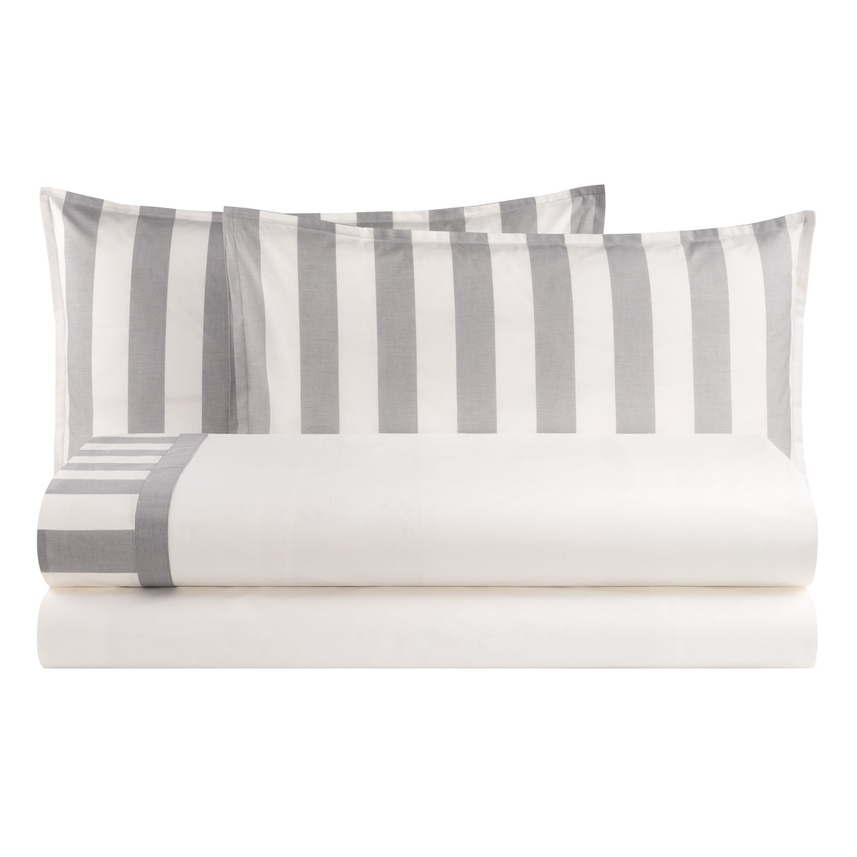 Completo Lenzuola in Puro Cotone con Bordo Rigato Tinto in Filo - Matera