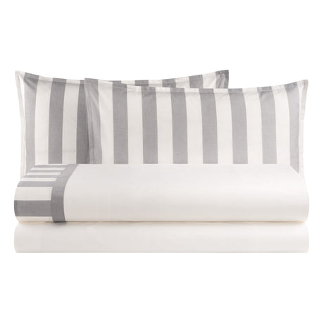 Completo Lenzuola in Puro Cotone con Bordo Rigato Tinto in Filo - Matera