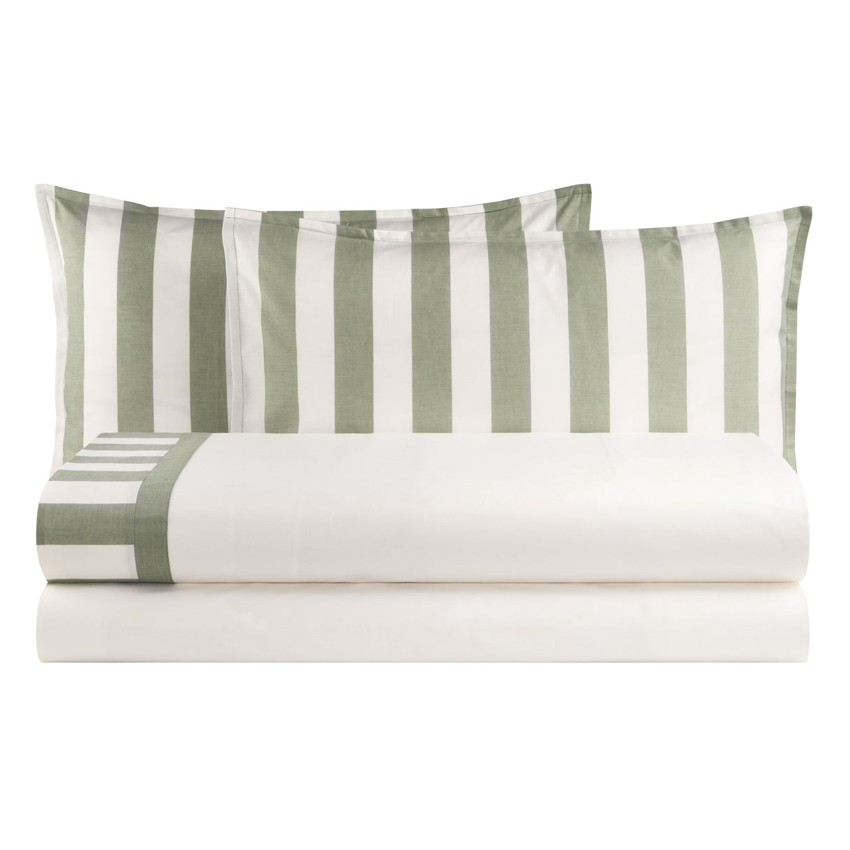 Completo Lenzuola in Puro Cotone con Bordo Rigato Tinto in Filo - Matera