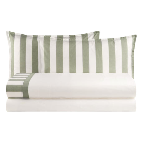 Completo Lenzuola in Puro Cotone con Bordo Rigato Tinto in Filo - Matera