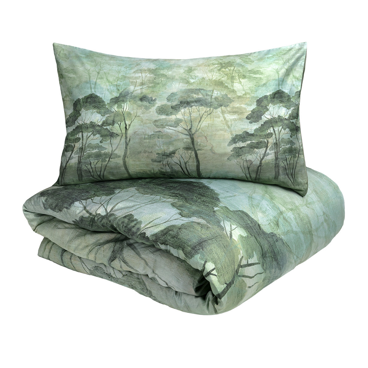 Parure Copripiumino in Raso Di Cotone Fantasia Boschi Incantati - Nemora