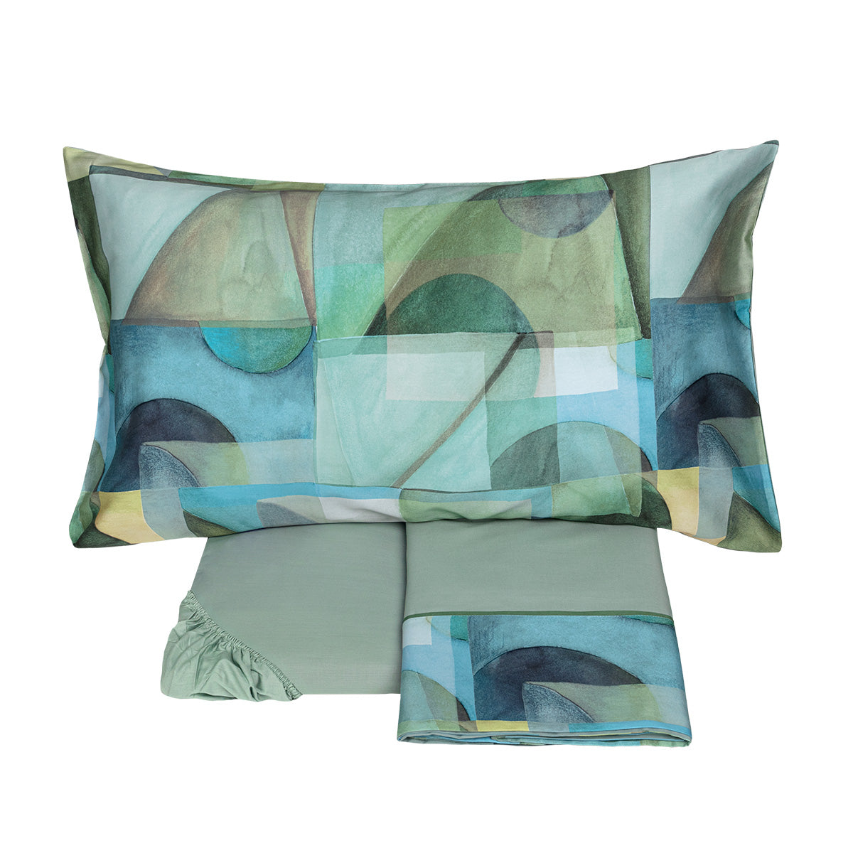 Completo Lenzuola in Percalle di Cotone Fantasia Astratta - Paracas