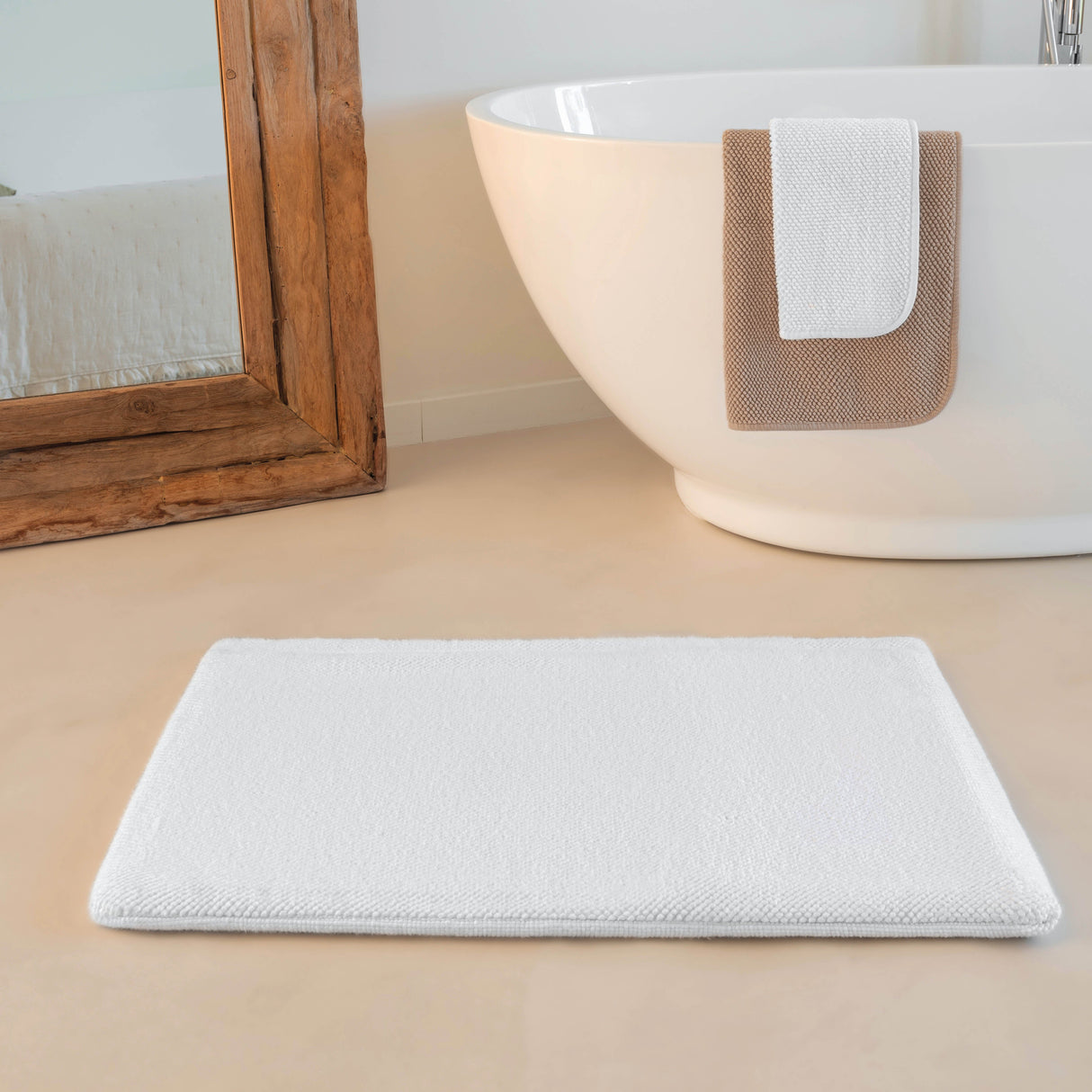 Tappeto con Lastra in Memory in Spugna di Puro Cotone - Pearls