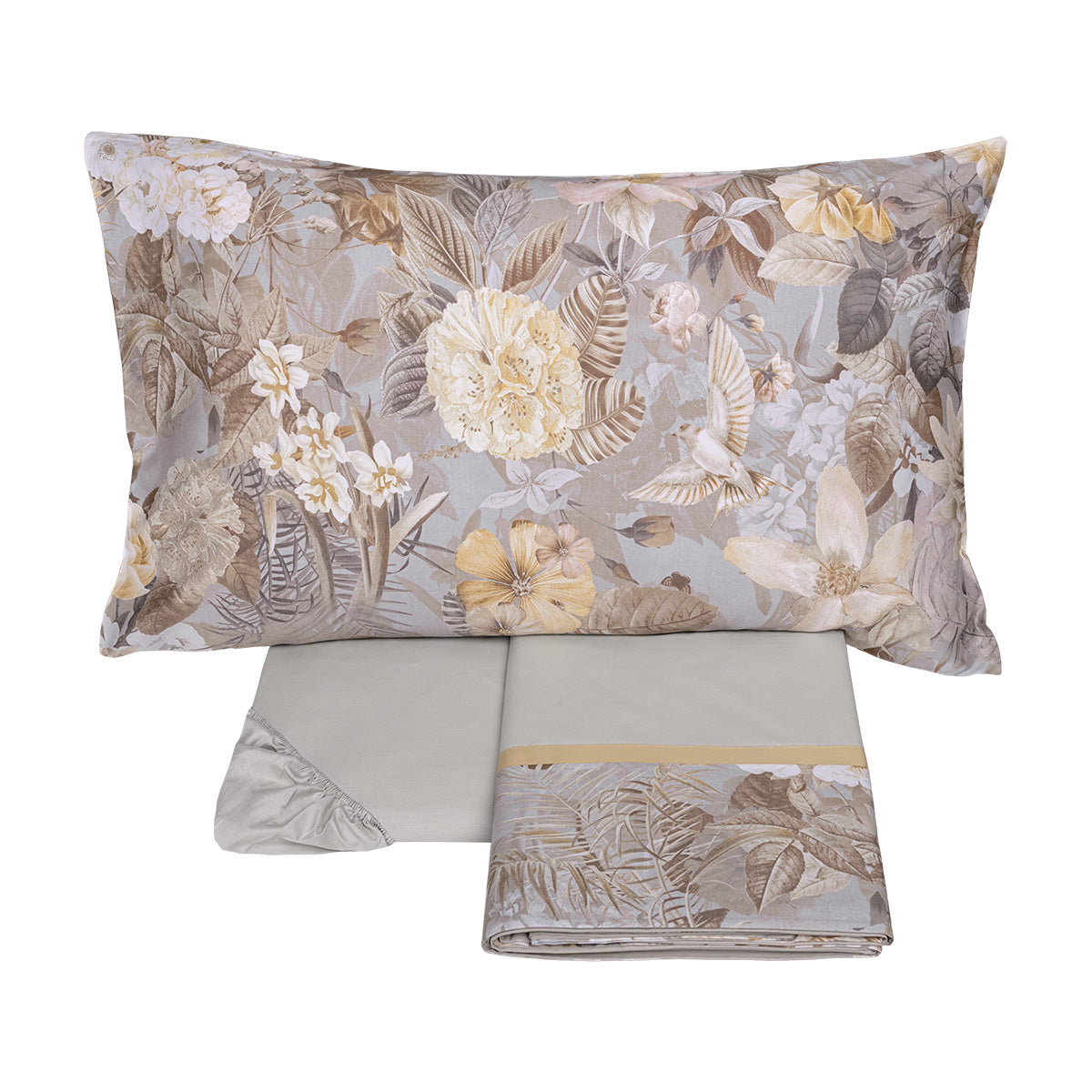 Completo Lenzuola in Raso Di Cotone Fantasia Floreale - Protea