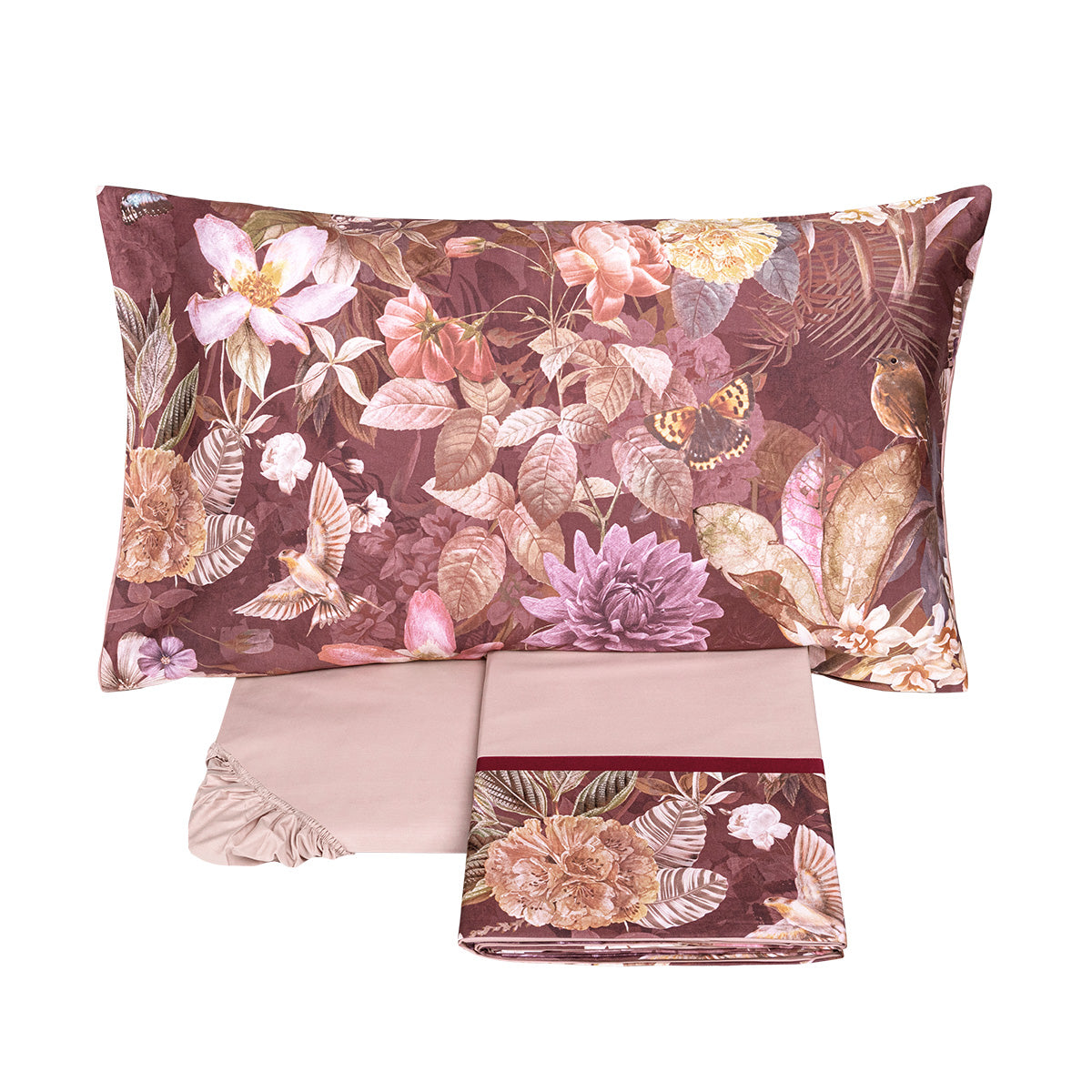 Completo Lenzuola in Raso Di Cotone Fantasia Floreale - Protea