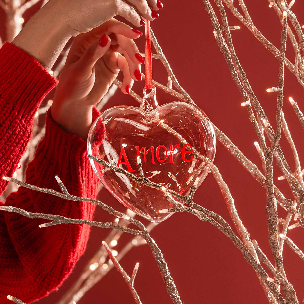 Cuore Decorativo in Vetro Borosilicato Serigrafato - Amore