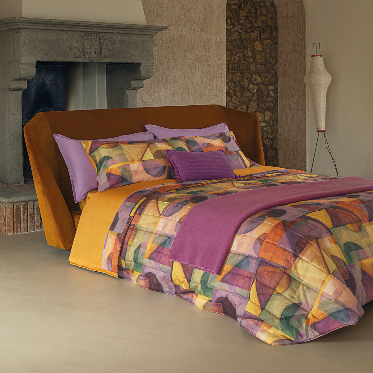 Parure Copripiumino in Percalle di Cotone Fantasia Astratta - Paracas