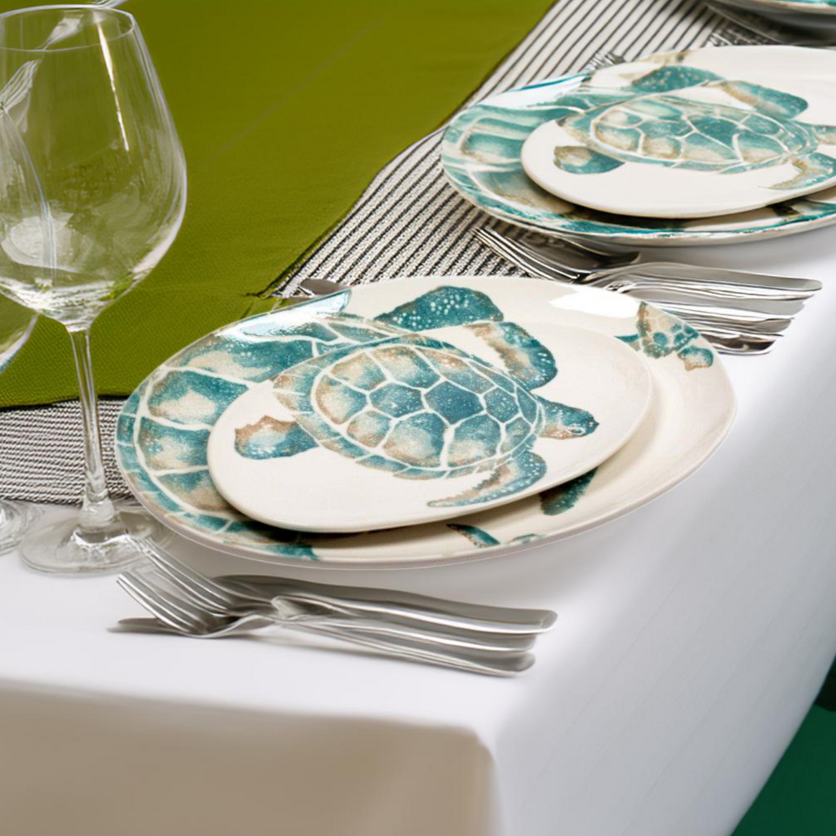 Piatto Ovale in Ceramica Fatto a Mano - Tartaruga