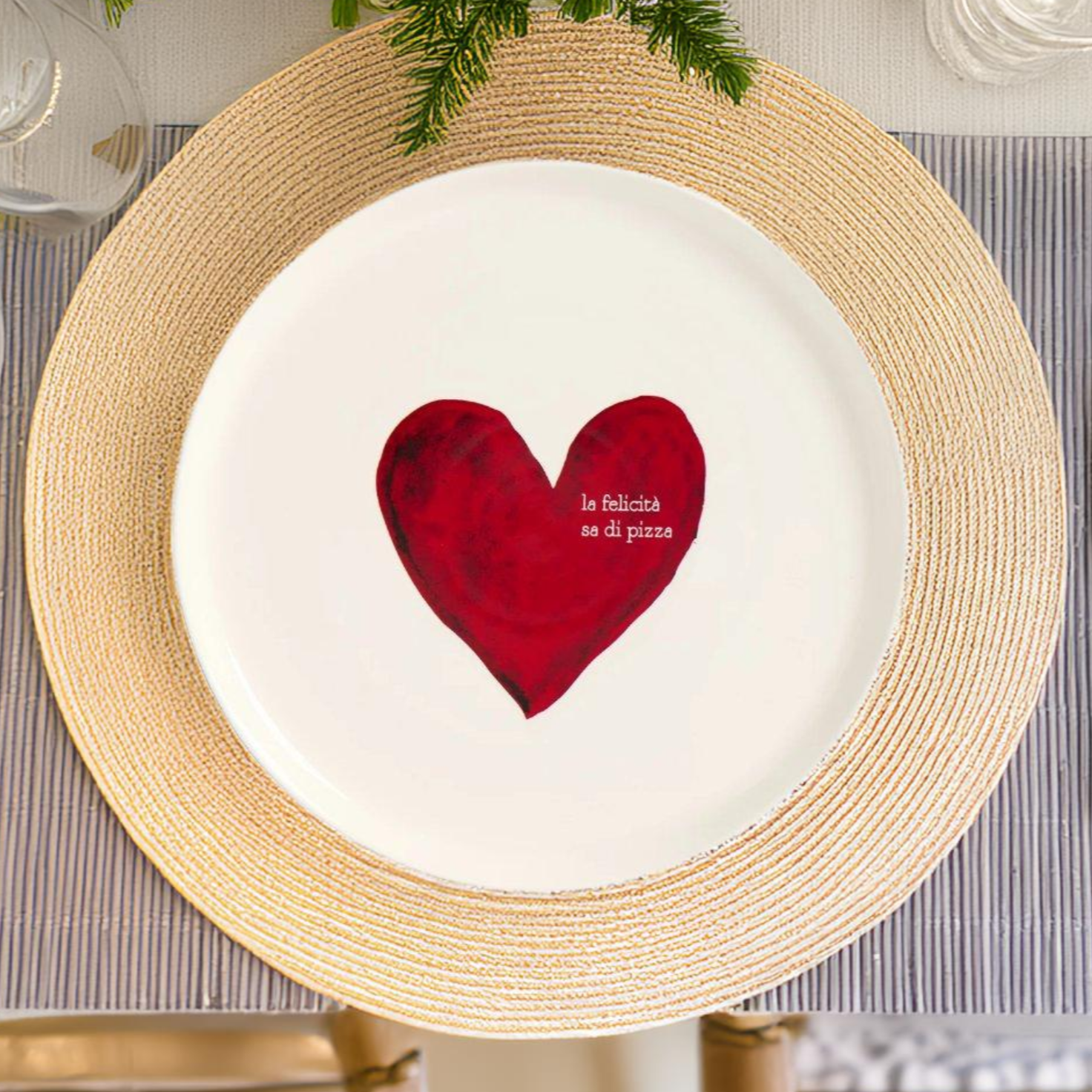 Piatto Pizza in Grès Serigrafato - La Felicità sa di Pizza